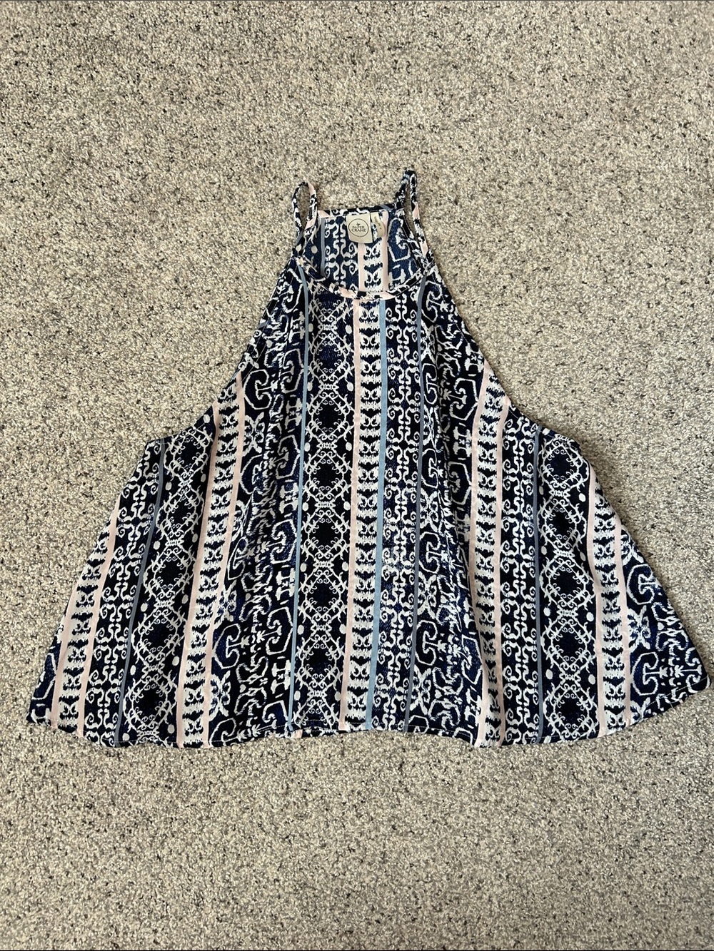 Paper Crane Navy & Light Pink Patterned Halter Tank Top